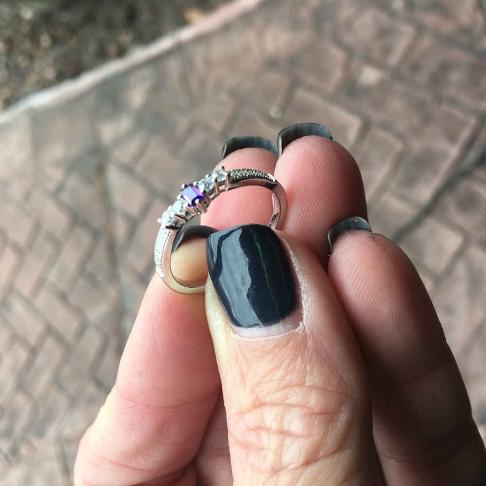 Sterling Silver Amethyst CZ Ring - Picture 5 of 8